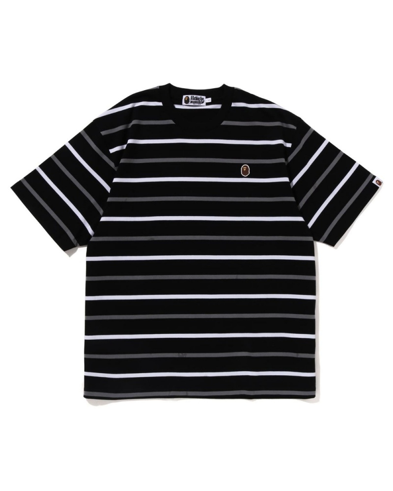 T Shirts Bape Ape Head One Point Stripe Noir Homme | BSL-95953344